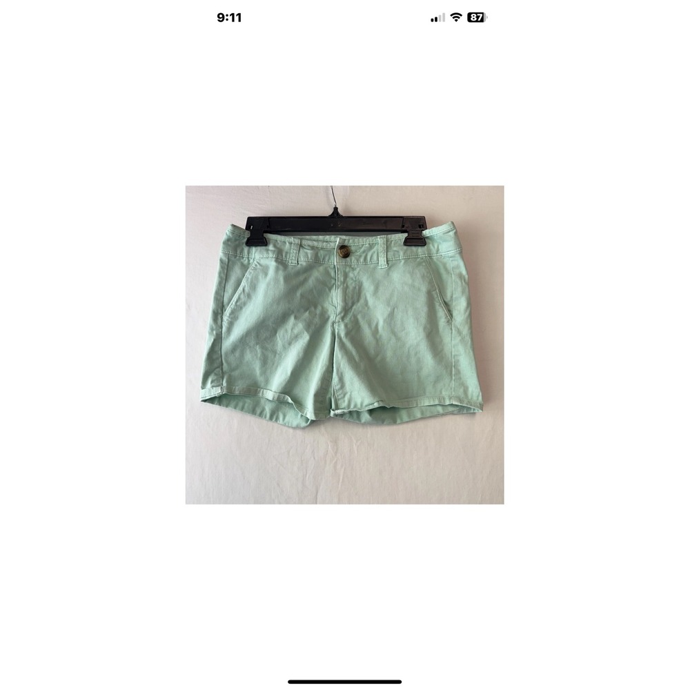 American Eagle Mint Green Midi Stretch Shorts Womens Size 4 Cotton Blend Casual
